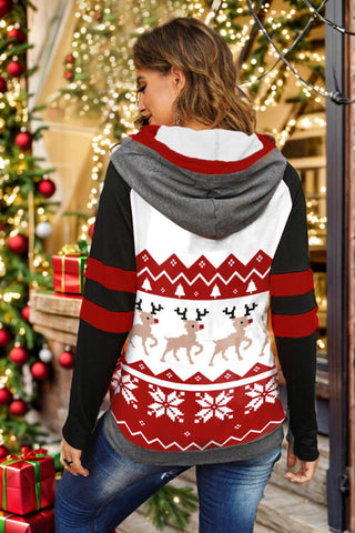 Shop Double Take Full Size Christmas Drawstring Long Sleeve Hoodie Now On Klozey Store - Trendy U.S. Premium Women Apparel & Accessories And Be Up-To-Fashion!