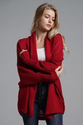 Shop Double Take Dolman Sleeve Open Front Ribbed Trim Longline Cardigan Now On Klozey Store - Trendy U.S. Premium Women Apparel & Accessories And Be Up-To-Fashion!