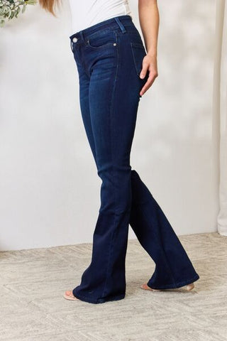 Shop Kancan Full Size Mid Rise Flare Jeans Now On Klozey Store - Trendy U.S. Premium Women Apparel & Accessories And Be Up-To-Fashion!