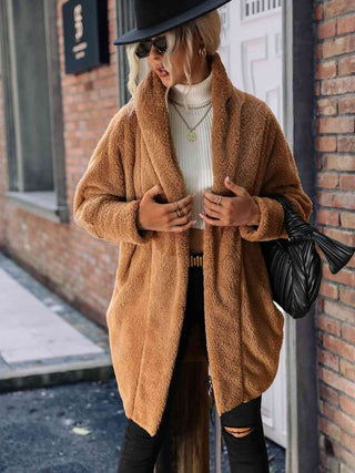 Shop Open Front Hooded Teddy Coat Now On Klozey Store - Trendy U.S. Premium Women Apparel & Accessories And Be Up-To-Fashion!