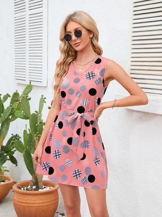 Shop Tied Polka Dot V-Neck Dress Now On Klozey Store - Trendy U.S. Premium Women Apparel & Accessories And Be Up-To-Fashion!