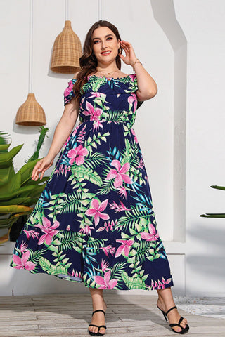 Shop Full Size Floral Off-Shoulder Maxi Dress Now On Klozey Store - Trendy U.S. Premium Women Apparel & Accessories And Be Up-To-Fashion!