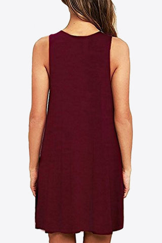 Shop Full Size Round Neck Sleeveless Dress with Pockets Now On Klozey Store - U.S. Fashion And Be Up-To-Fashion!
