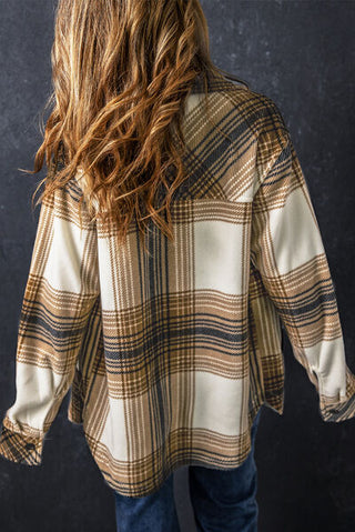 Shop Plaid Pocketed Dropped Shoulder Coat Now On Klozey Store - Trendy U.S. Premium Women Apparel & Accessories And Be Up-To-Fashion!