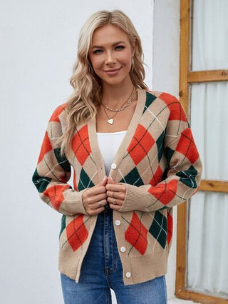 Shop Plaid Contrast Button Up Cardigan Now On Klozey Store - Trendy U.S. Premium Women Apparel & Accessories And Be Up-To-Fashion!