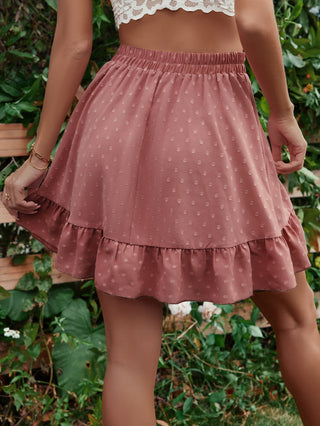 Shop Ruffle Hem Elastic Waist Mini Skirt Now On Klozey Store - Trendy U.S. Premium Women Apparel & Accessories And Be Up-To-Fashion!