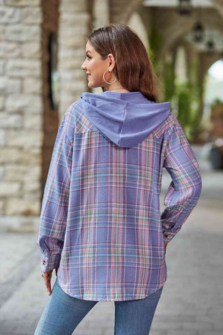 Shop Plaid Long Sleeve Hooded Jacket Now On Klozey Store - Trendy U.S. Premium Women Apparel & Accessories And Be Up-To-Fashion!