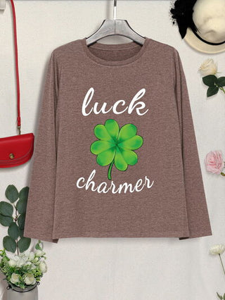Shop LUCK CHARMER Lucky Clover Round Neck T-Shirt Now On Klozey Store - Trendy U.S. Premium Women Apparel & Accessories And Be Up-To-Fashion!