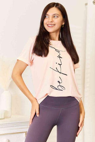 Shop Simply Love BE KIND Graphic Round Neck T-Shirt Now On Klozey Store - Trendy U.S. Premium Women Apparel & Accessories And Be Up-To-Fashion!