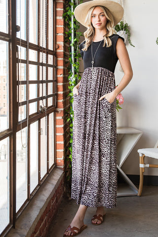 Shop Leopard Print Round Neck Maxi Dress with Pockets Now On Klozey Store - U.S. Fashion And Be Up-To-Fashion!