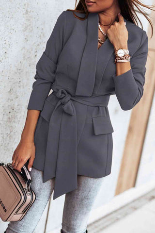 Shop Belted Shawl Collar Blazer Now On Klozey Store - Trendy U.S. Premium Women Apparel & Accessories And Be Up-To-Fashion!