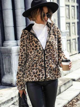 Shop Leopard Zip-Up Hooded Jacket Now On Klozey Store - Trendy U.S. Premium Women Apparel & Accessories And Be Up-To-Fashion!