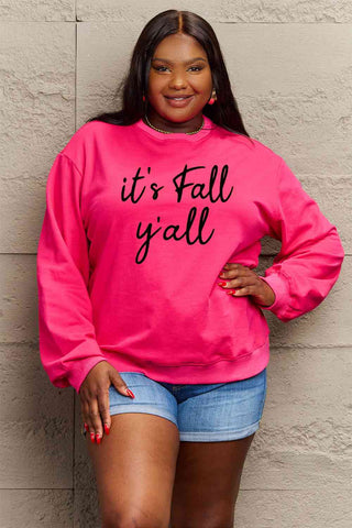 Shop Simply Love Full Size IT'S FALL Y'ALL Graphic Sweatshirt Now On Klozey Store - Trendy U.S. Premium Women Apparel & Accessories And Be Up-To-Fashion!