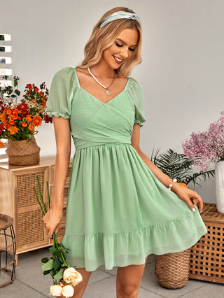 Shop Tied Ruffle Hem Smocked Reversible Dress Now On Klozey Store - Trnedy U.S. Premium Women Apparel & Accessories And Be Up-To-Fashion!
