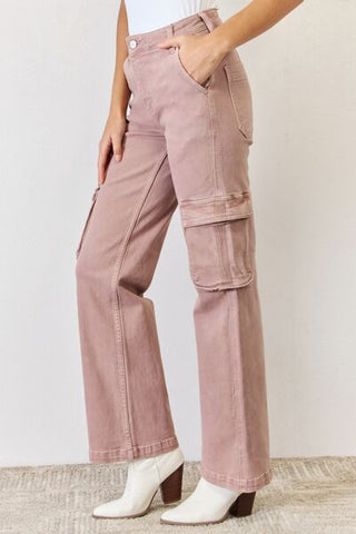 Shop RISEN Full Size High Rise Cargo Wide Leg Jeans Now On Klozey Store - Trendy U.S. Premium Women Apparel & Accessories And Be Up-To-Fashion!
