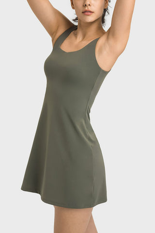 Shop Square Neck Sports Tank Dress with Full Coverage Bottoms Now On Klozey Store - Trendy U.S. Premium Women Apparel & Accessories And Be Up-To-Fashion!