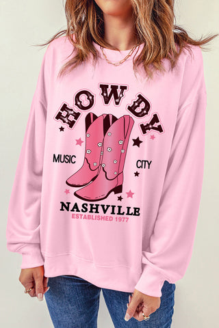 Shop Cowboy Boots Graphic Dropped Shoulder Sweatshirt Now On Klozey Store - Trendy U.S. Premium Women Apparel & Accessories And Be Up-To-Fashion!