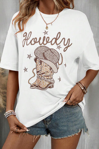 Shop HOWDY Round Neck Short Sleeve T-Shirt Now On Klozey Store - Trendy U.S. Premium Women Apparel & Accessories And Be Up-To-Fashion!