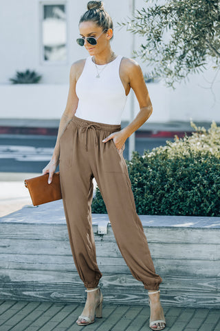 Shop Drawstring Waist Joggers with Pockets Now On Klozey Store - Trendy U.S. Premium Women Apparel & Accessories And Be Up-To-Fashion!