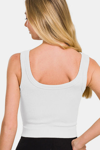 Shop Zenana Ribbed Round Neck Cropped Tank Now On Klozey Store - Trendy U.S. Premium Women Apparel & Accessories And Be Up-To-Fashion!