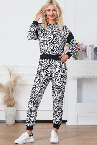 Shop Leopard Contrast Hoodie and Pants Set Now On Klozey Store - Trendy U.S. Premium Women Apparel & Accessories And Be Up-To-Fashion!