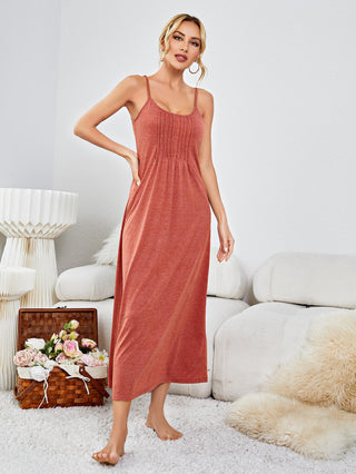 Shop Scoop Neck Spaghetti Strap Night Dress Now On Klozey Store - Trendy U.S. Premium Women Apparel & Accessories And Be Up-To-Fashion!