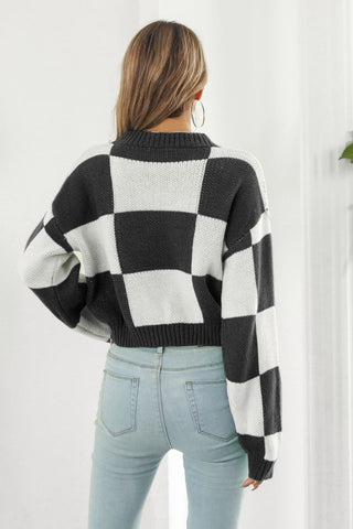 Shop Color Block Round Neck Dropped Shoulder Sweater Now On Klozey Store - Trendy U.S. Premium Women Apparel & Accessories And Be Up-To-Fashion!
