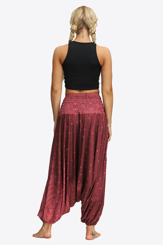 Shop Printed Smocked Waist Harem Pants Now On Klozey Store - Trendy U.S. Premium Women Apparel & Accessories And Be Up-To-Fashion!