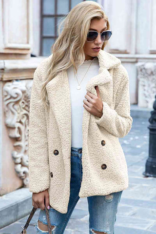 Shop Full Size Lapel Collar Sherpa Coat Now On Klozey Store - Trendy U.S. Premium Women Apparel & Accessories And Be Up-To-Fashion!