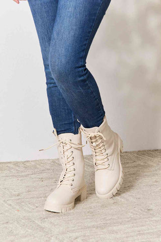 Shop East Lion Corp Zip Back Lace-up Front Combat Boots Now On Klozey Store - Trendy U.S. Premium Women Apparel & Accessories And Be Up-To-Fashion!