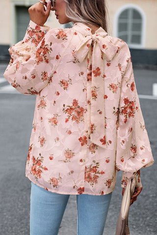 Shop Floral Print Mock Neck Lantern Sleeve Blouse Now On Klozey Store - Trendy U.S. Premium Women Apparel & Accessories And Be Up-To-Fashion!