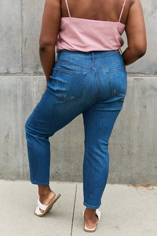 Shop Judy Blue Melanie Full Size High Waisted Distressed Boyfriend Jeans Now On Klozey Store - Trendy U.S. Premium Women Apparel & Accessories And Be Up-To-Fashion!
