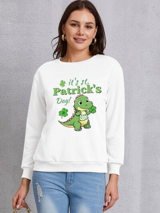 Shop IT'S ST. PATRICK'S DAY Graphic Round Neck Sweatshirt Now On Klozey Store - Trendy U.S. Premium Women Apparel & Accessories And Be Up-To-Fashion!