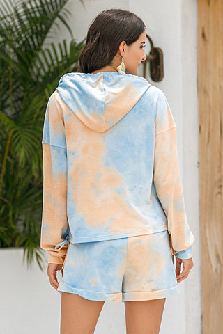 Shop Tie-Dye Drawstring Hoodie and Shorts Set Now On Klozey Store - Trendy U.S. Premium Women Apparel & Accessories And Be Up-To-Fashion!