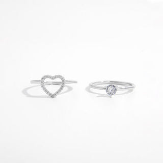 Shop 2 Piece Heart Shape Zircon 925 Sterling Silver Ring Now On Klozey Store - Trendy U.S. Premium Women Apparel & Accessories And Be Up-To-Fashion!