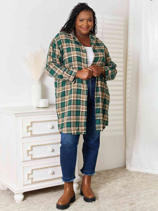 Shop Double Take Plaid Collared Neck Long Sleeve Shirt Now On Klozey Store - Trendy U.S. Premium Women Apparel & Accessories And Be Up-To-Fashion!