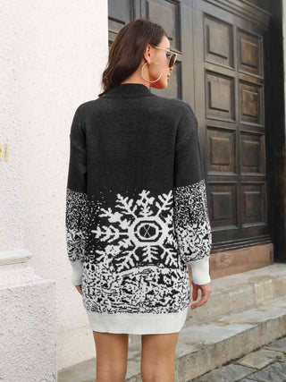 Shop Snowflake Pattern Sweater Dress Now On Klozey Store - Trendy U.S. Premium Women Apparel & Accessories And Be Up-To-Fashion!