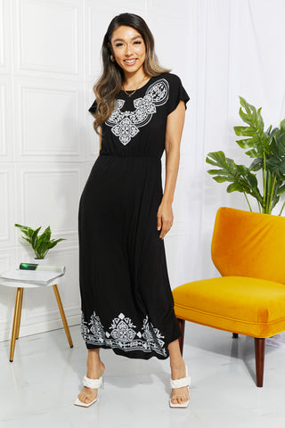 Shop Heimish Walk In The Park Full Size Damask Midi Dress Now On Klozey Store - U.S. Fashion And Be Up-To-Fashion!
