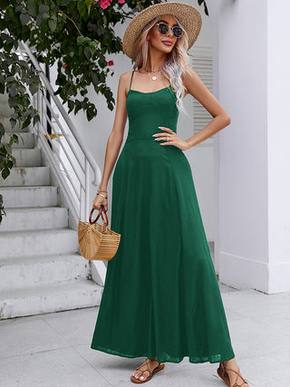 Shop Spaghetti Strap Lace-UP Maxi Dress Now On Klozey Store - Trendy U.S. Premium Women Apparel & Accessories And Be Up-To-Fashion!