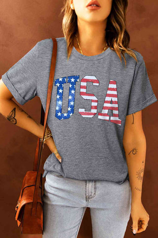Shop USA Graphic Round Neck Tee Now On Klozey Store - Trendy U.S. Premium Women Apparel & Accessories And Be Up-To-Fashion!