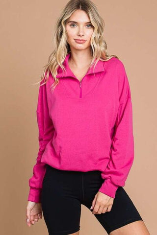 Shop Culture Code Full Size Half Zip Long Sleeve Sweatshirt Now On Klozey Store - Trendy U.S. Premium Women Apparel & Accessories And Be Up-To-Fashion!