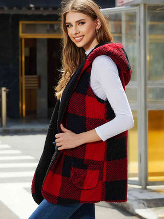 Shop Plaid Hooded Vest Now On Klozey Store - Trendy U.S. Premium Women Apparel & Accessories And Be Up-To-Fashion!