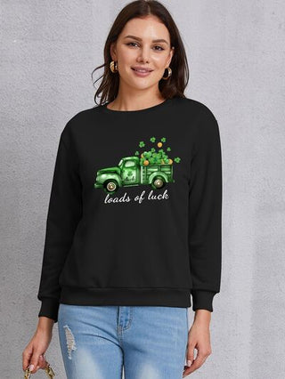 Shop LOADS OF LUCK Round Neck Sweatshirt Now On Klozey Store - Trendy U.S. Premium Women Apparel & Accessories And Be Up-To-Fashion!