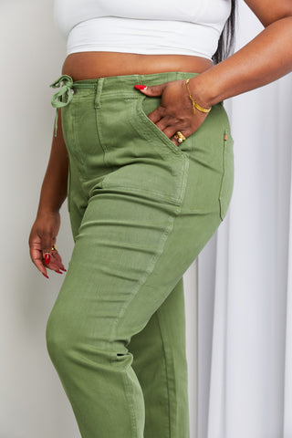 Shop Judy Blue Full Size Drawstring Waist Pocket Jeans Now On Klozey Store - Trendy U.S. Premium Women Apparel & Accessories And Be Up-To-Fashion!
