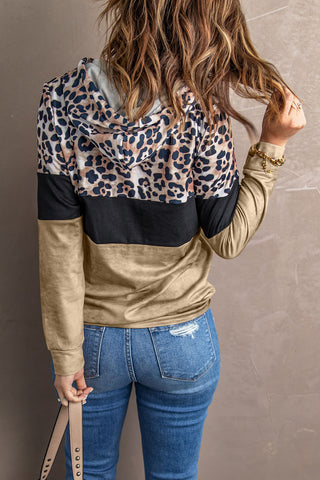 Shop Leopard Color Block Hoodie Now On Klozey Store - Trendy U.S. Premium Women Apparel & Accessories And Be Up-To-Fashion!