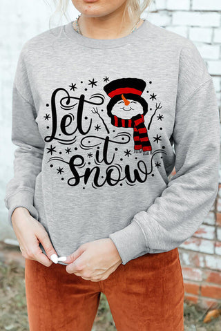 Shop LET IT SNOW Round Neck Long Sleeve Sweatshirt Now On Klozey Store - Trendy U.S. Premium Women Apparel & Accessories And Be Up-To-Fashion!