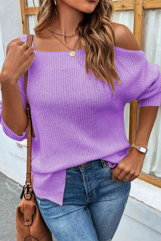 Shop Ribbed Cold Shoulder Long Sleeve Knit Top Now On Klozey Store - Trendy U.S. Premium Women Apparel & Accessories And Be Up-To-Fashion!
