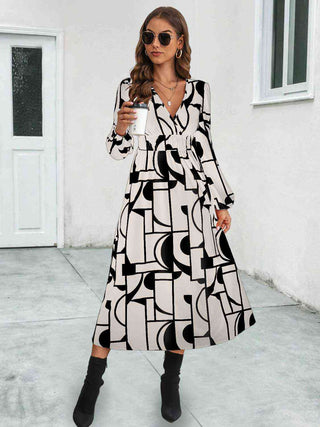 Shop Surplice Neck Long Sleeve Midi Dress Now On Klozey Store - Trendy U.S. Premium Women Apparel & Accessories And Be Up-To-Fashion!