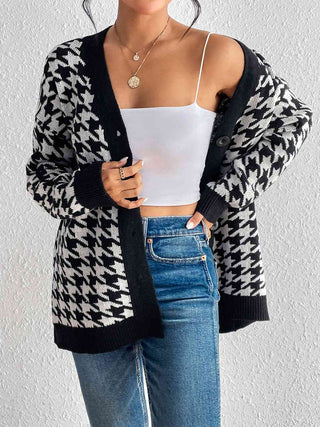Shop Houndstooth Button Down Cardigan Now On Klozey Store - Trendy U.S. Premium Women Apparel & Accessories And Be Up-To-Fashion!