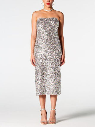 Shop Sequin Straight Neck Midi Wrap Dress Now On Klozey Store - U.S. Fashion And Be Up-To-Fashion!